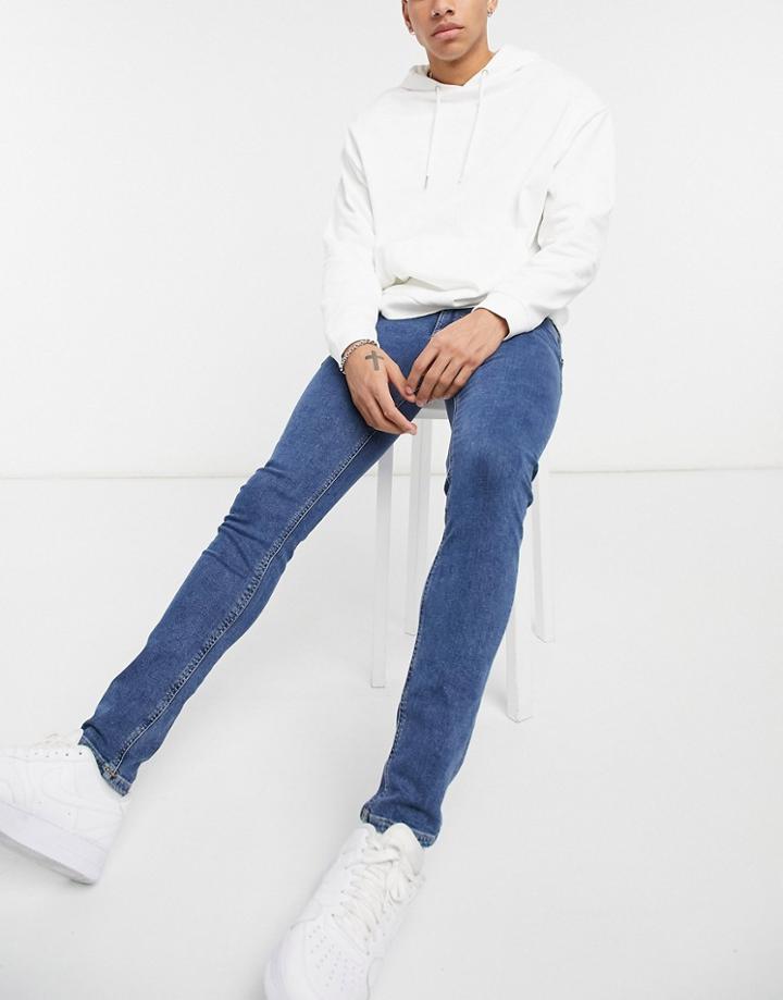 Jack & Jones Liam Straight Leg Jeans In Denim Blue-blues