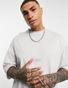 Asos Dark Future Set Oversized T-shirt With Raw Edge Details In Gray-grey