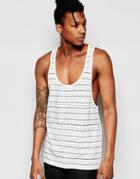Asos Vest With All Over Aztec Print And Extreme Racer Back - Ecru