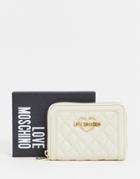 Love Moschino Quilted Mini Zip Around Ladies' Wallet - Cream