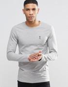 Religion Crew Neck Long Sleeve T-shirt In Muscle Fit - Gray Marl