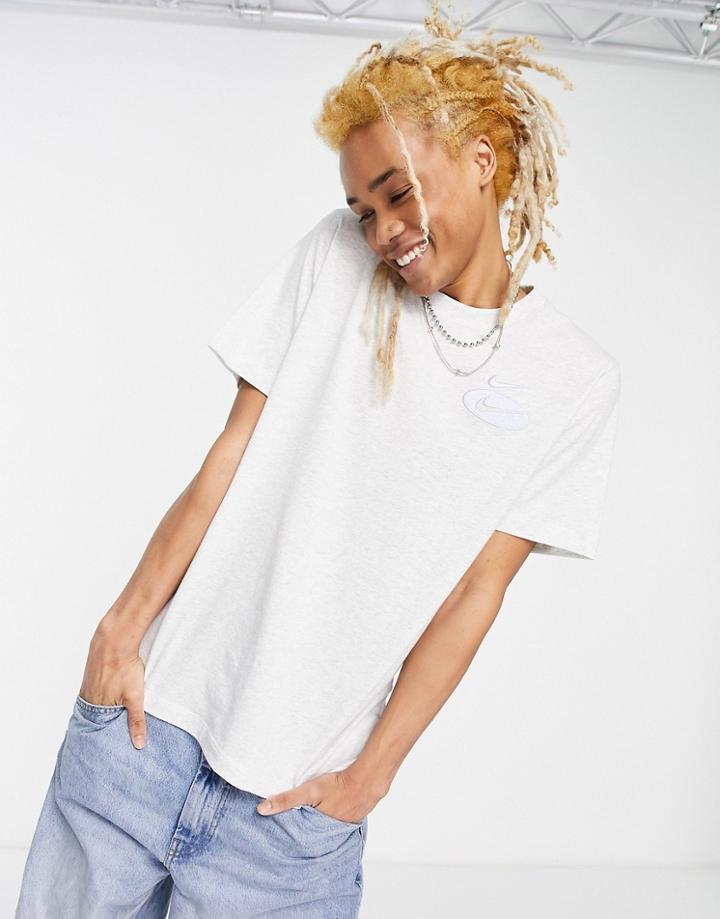 Nike Swoosh League Logo T-shirt In White Heather