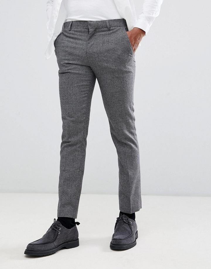 Selected Homme Smart Pants In Straight Fit With Recycled Wool Faint Check - Gray