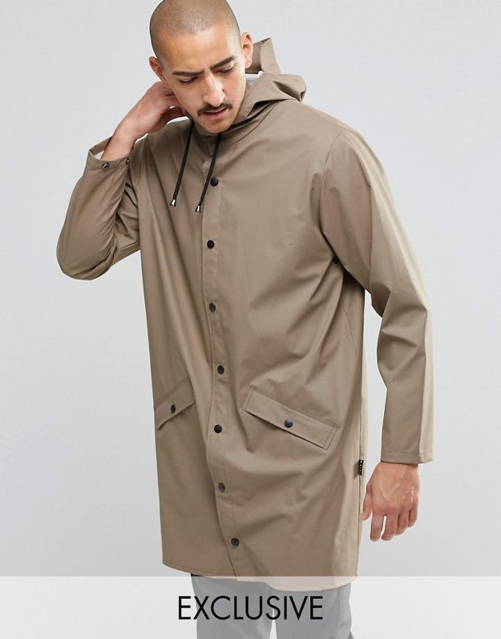 Rains Waterproof Long Jacket - Taupe