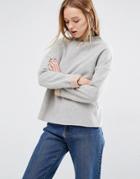 Native Youth High Neck Sweater With Cosmetic Underlining - Gray