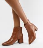 Park Lane Wide Fit Block Heel Ankle Boots - Brown