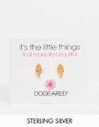 Dogeared Gold Plated Feather Stud Earrings - Gold