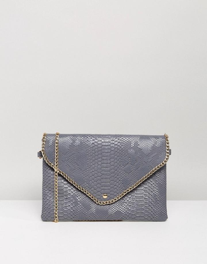 Yoki Croc Effect Clutch Bag With Detachable Strap - Gray
