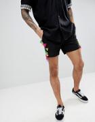 Asos Design Festival Skinny Shorter Shorts In Black With Tassle Side Stripe - Black