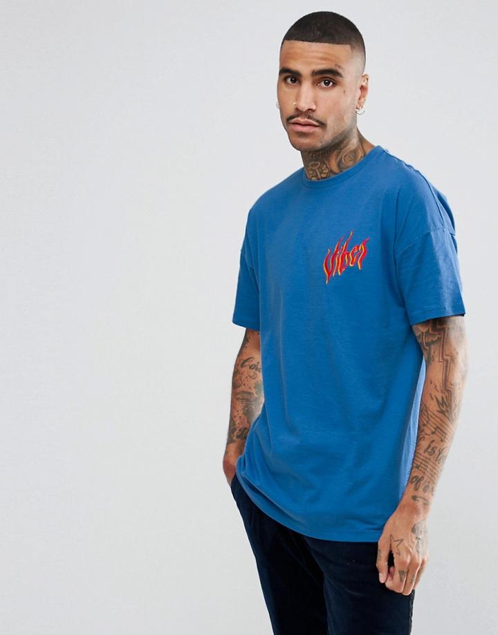 Asos Oversized T-shirt With Embroidered Text - Blue
