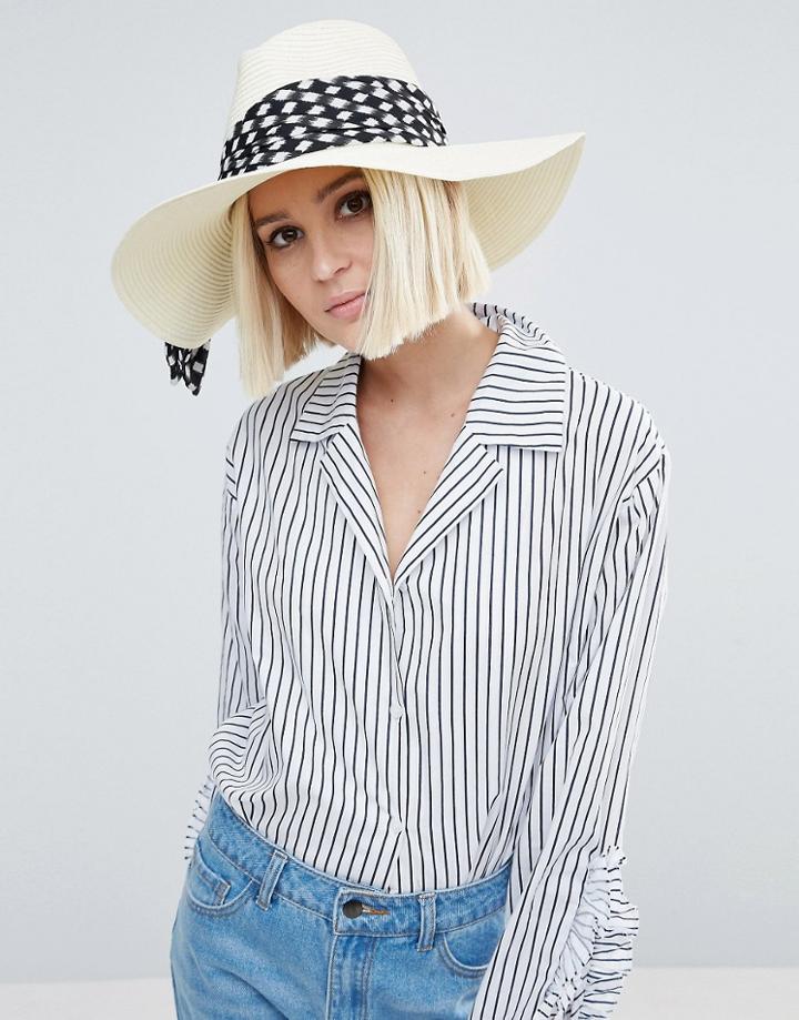 Genie By Eugenia Kim Willa Ivory Straw Hat With Polka Dot Scarf Trim - White