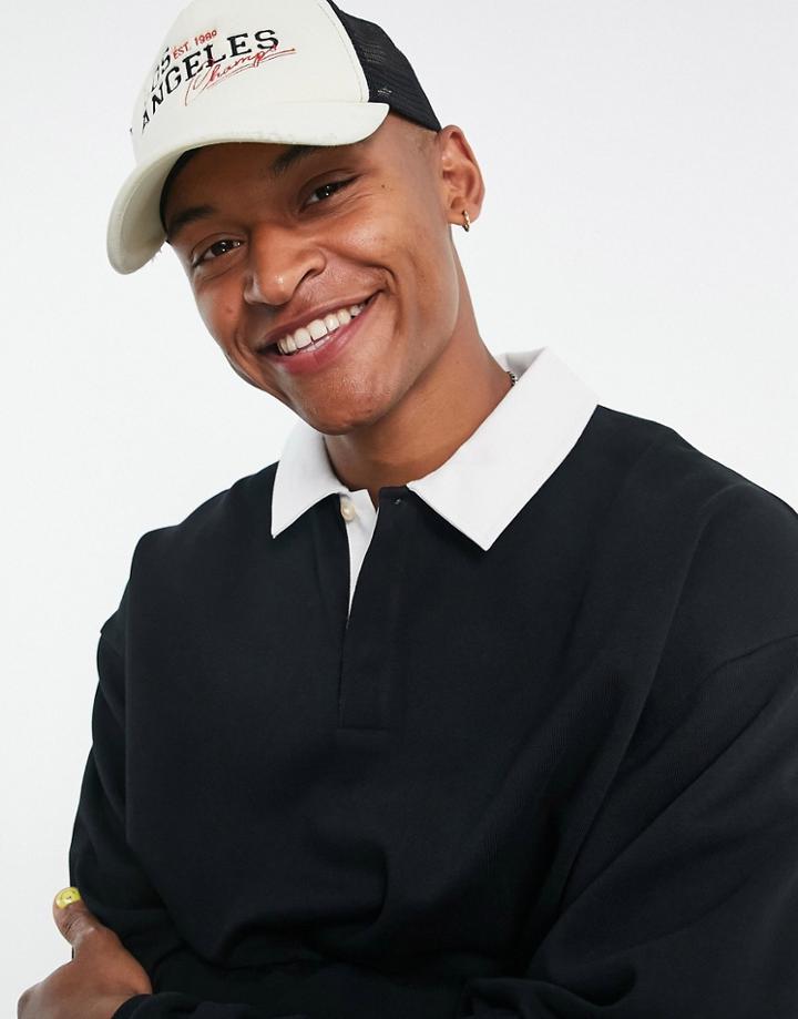 Asos Design Oversized Polo Sweatshirt In Black