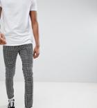 Asos Tall Skinny Pants In Monochrome Check - Black