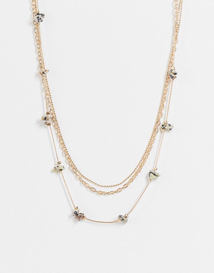 Topshop Mix Stone Multirow Chain Necklace In Gold