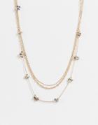 Topshop Mix Stone Multirow Chain Necklace In Gold