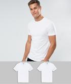 Asos 2 Pack T-shirt With Crew Neck In White Save - White