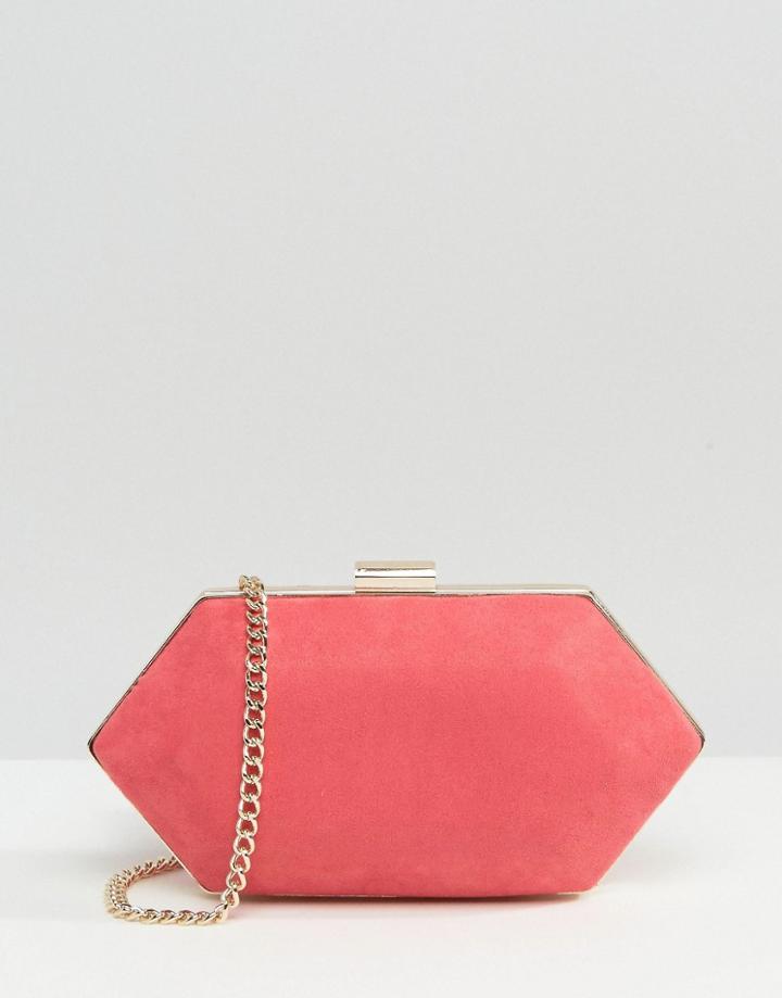 Miss Kg Jewel Box Clutch In Pink Suedette - Pink