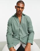 Bando Jersey Pique Button Down Slim Fit Shirt-green