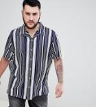 Asos Design Plus Regular Fit Stripe Shirt - Blue