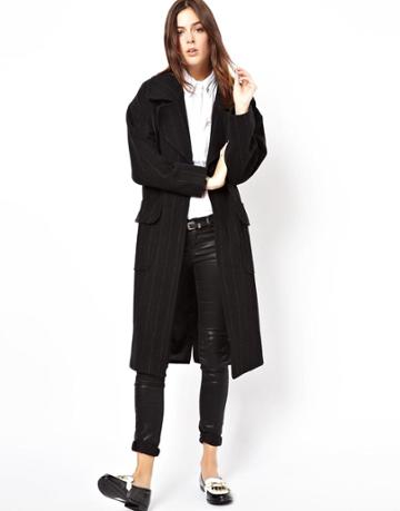 Asos Pinstripe Edge To Edge Coat