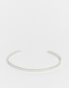 Asos Design Cuff Bracelet With Line Detail In Silver Tone
