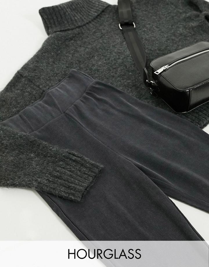 Asos Design Hourglass Acid Wash Rib Legging In Charcoal-grey