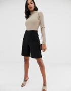 Asos Design City Shorts With Pintuck Detail-black