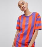 Puma Exclusive To Asos T-shirt In Bold Red And Purple Stripe - Purple
