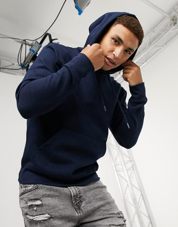 Pull & Bear Hoodie In Navy