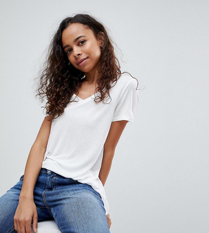 Asos Petite V-neck Swing T-shirt - White