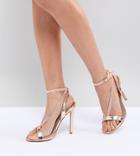 River Island Metallic Barley There Heeled Sandals - Copper