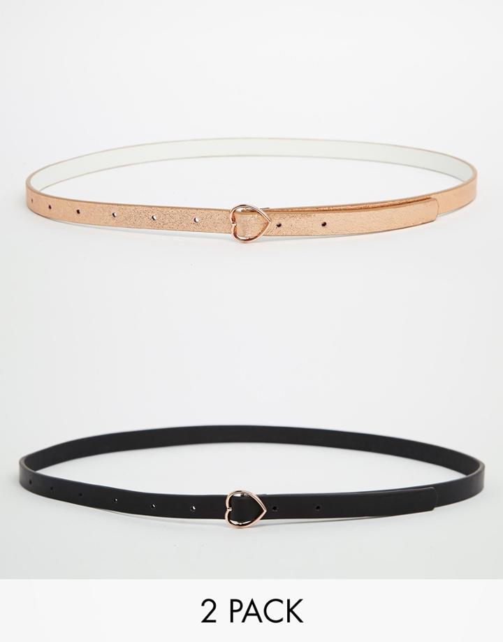 Asos 2 Pack Heart Buckle Belts - Multi