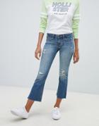 Hollister Destroyed Kick Flare Jeans - Blue