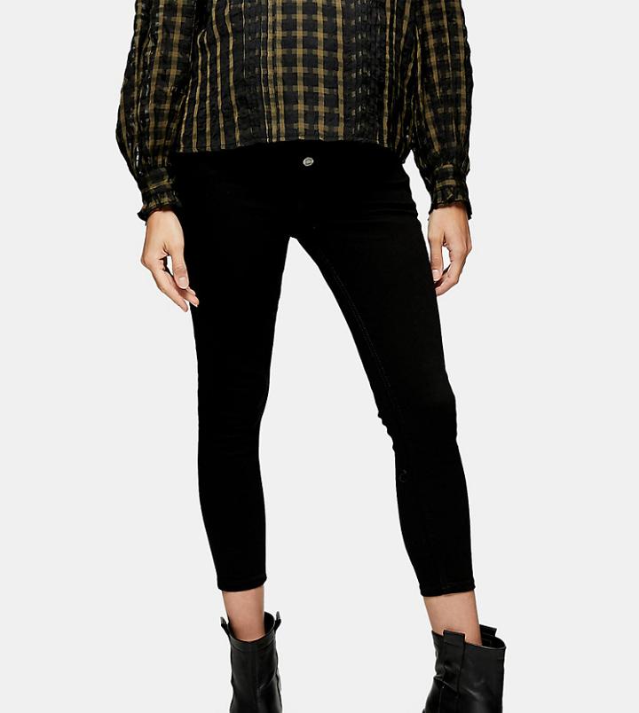 Topshop Maternity Overbump Jamie Jeans In Pure Black