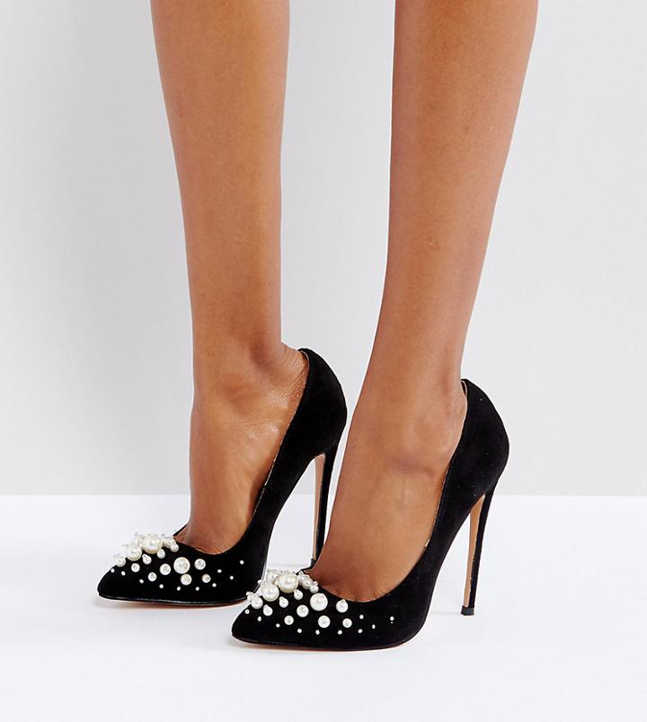 Public Desire Mayfair Black Pearl Detail Pumps - Black