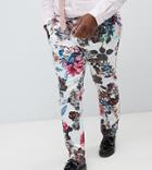 Asos Design Plus Wedding Skinny Suit Pants With Floral Print - White