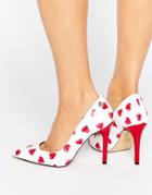 Love Moschino Heart Print Heel Court Shoe - White