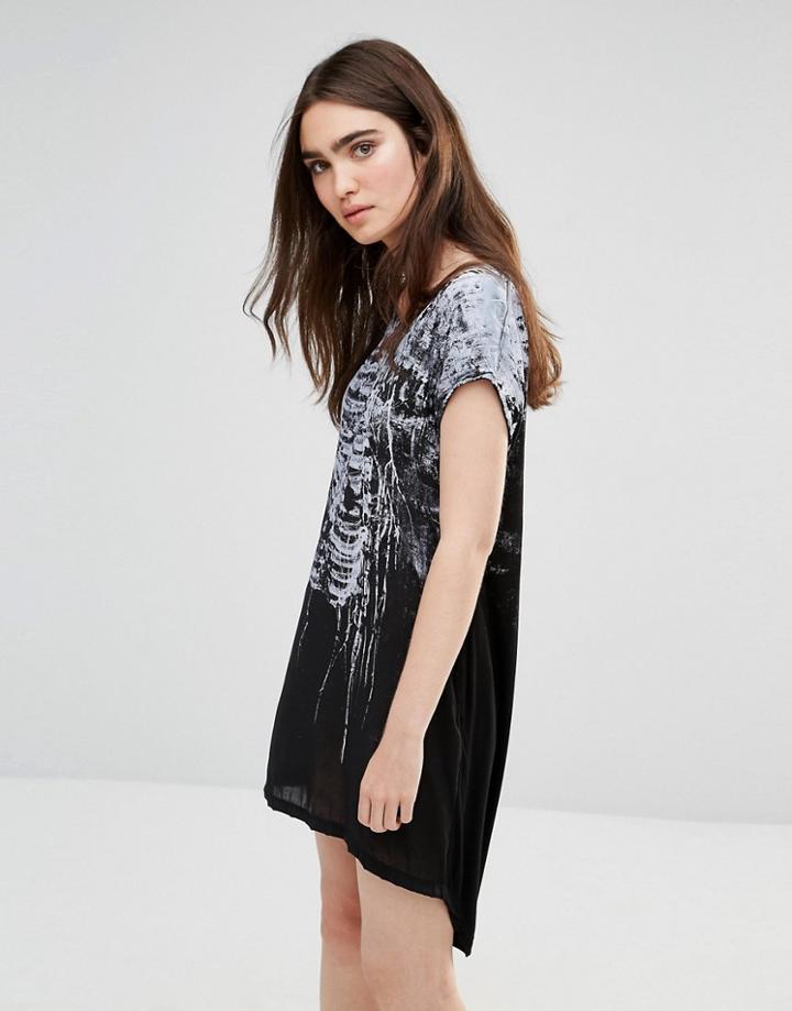 Religion Cage Printed T-shirt Dress - Black