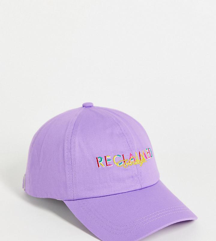 Reclaimed Vintage Inspired Cap With Rainbow Logo Embroidery In Purple