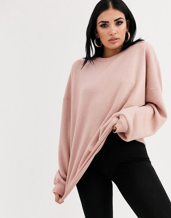 Asos Design Oversized Super Soft Sweat In Pink