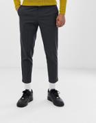 New Look Cropped Pants In Gray Micro Check - Gray
