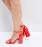 Asos Heartache Wide Fit Heeled Sandals-red