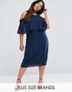 Rage Plus Dress With Crochet Trim - Navy