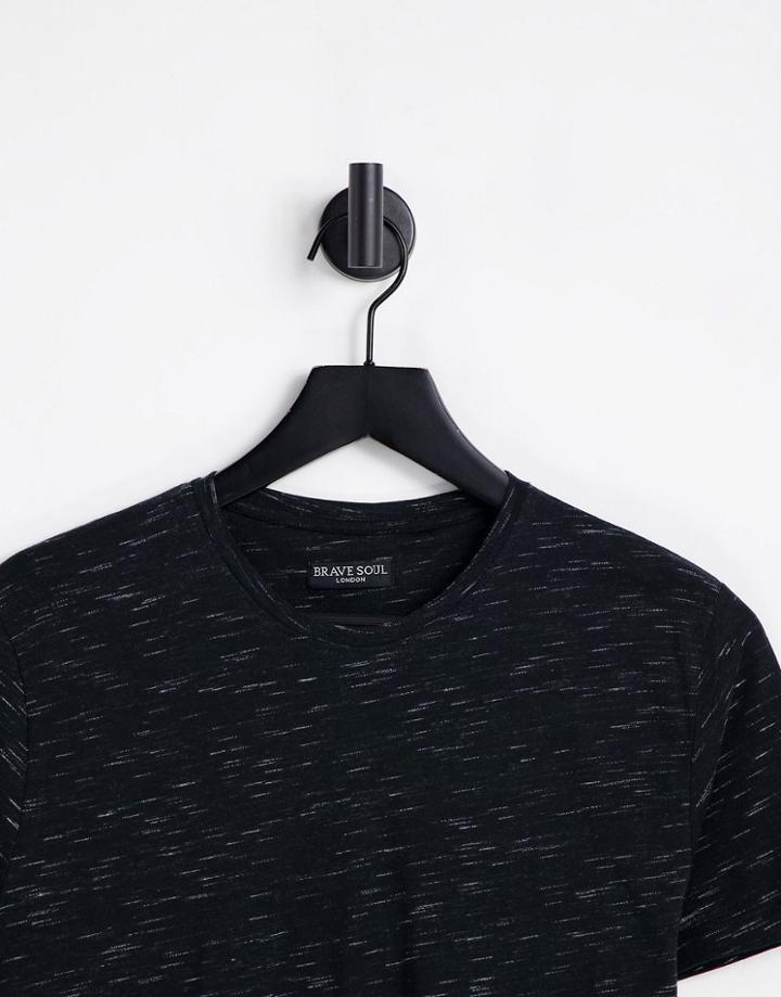 Brave Soul Injection Slub T-shirt In Black