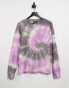 Asos Design Oversized Long Sleeved T-shirt In Spiral Tie Dye-purple
