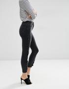 Asos Ridley Skinny Jeans In Washed Black With Frill Side - Black