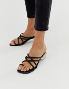 Asos Design Hawaii Strappy Block Heeled Sandals-black