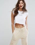 Criminal Damage Tie Side Cropped Tank Top - White