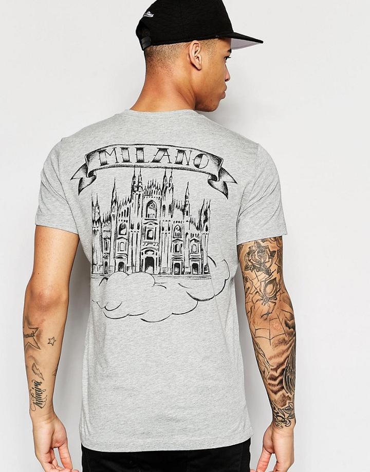 Love Moschino Snake T-shirt Milano Back Print - Gray