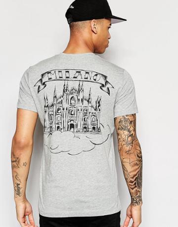 Love Moschino Snake T-shirt Milano Back Print - Gray
